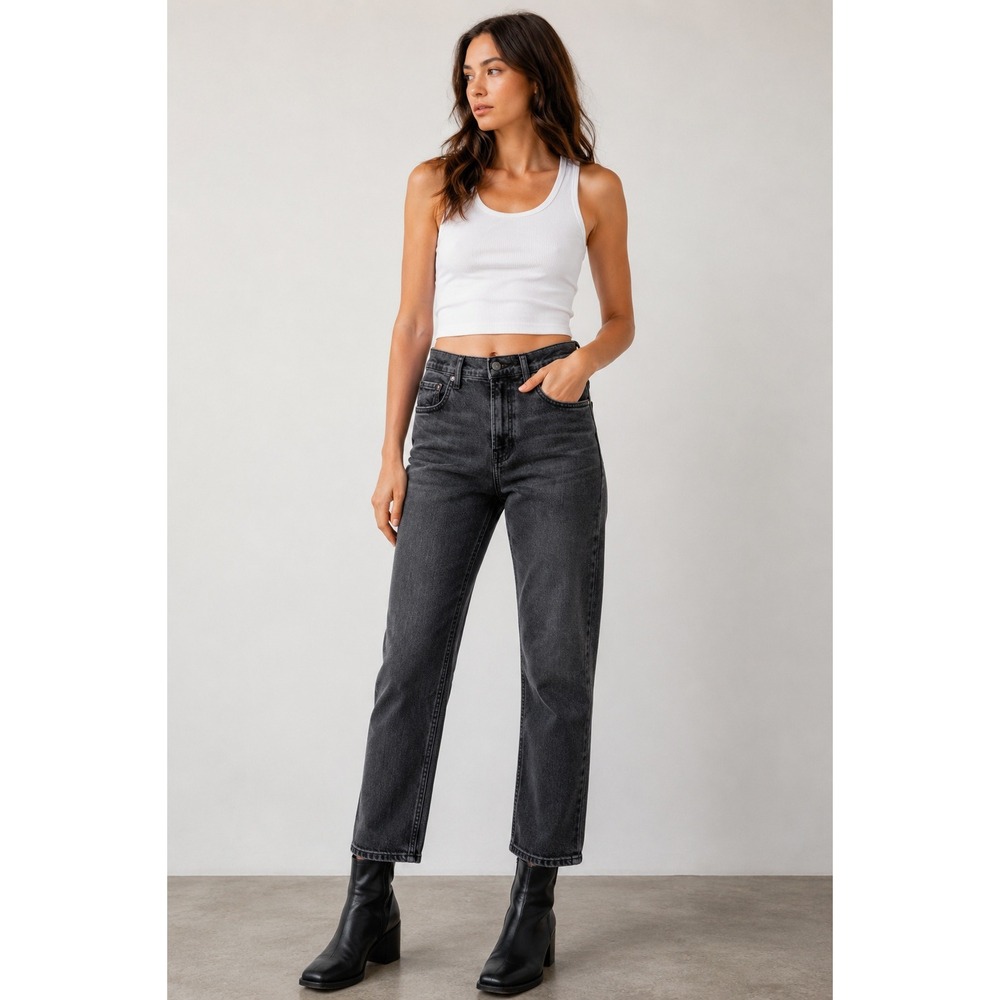 Everlane The Cheeky Jean Women's Size 28 Gray Wash High Rise Straight Leg Stretc
